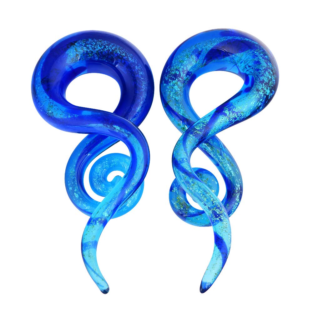 Oyaface 2PC Glass Ear Tapers Plugs 4G-14mm Teardrop Spiral Gauges Piercing Jewelry Set for Stretching & Body Modification | Perfect for Daily Wear, Parties & Alternative Fashion