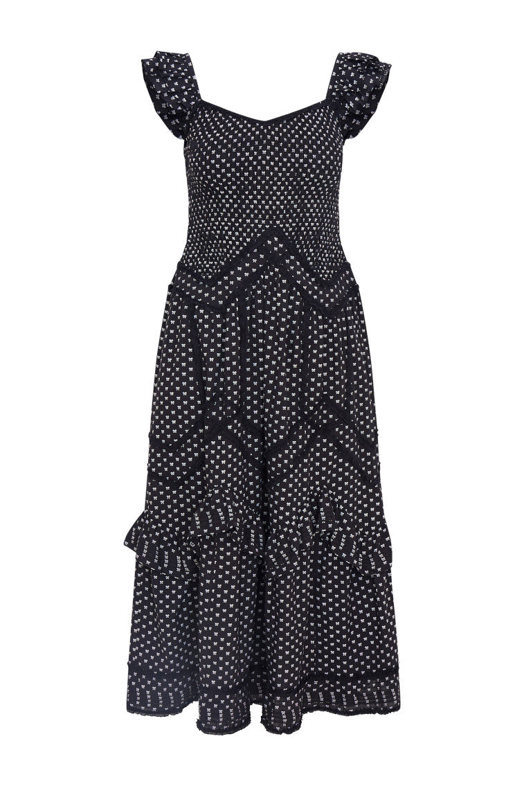 Stylish Brin Cotton Bow Dress for Women - Elegant Floral Print Summer Dress - Perfect for Parties, Weddings & Casual Outings