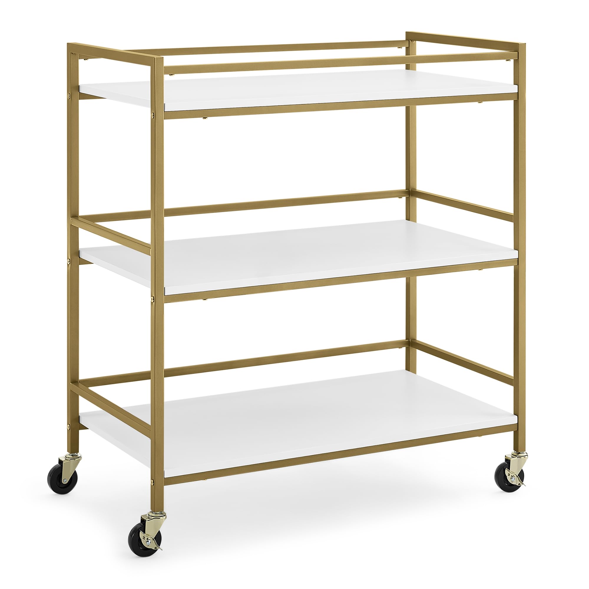 Delta Children Jade Changing Table & Cart - White Melamine with Bronze Accents | Nursery Organization & Baby Care Essentials for New Parents