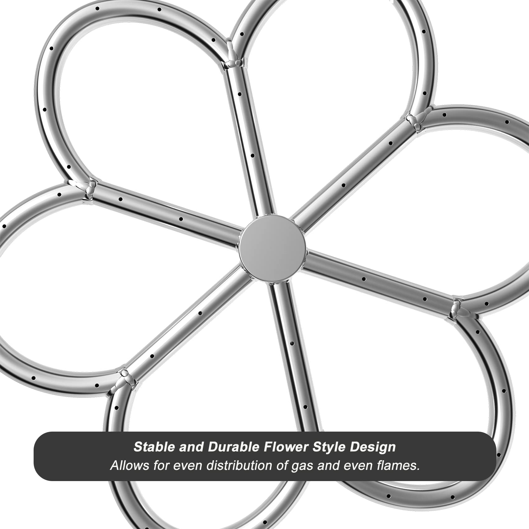 Skyflame 18-Inch Stainless Steel Flower-Shaped Fire Pit Burner Ring - Compatible with Natural Gas & Propane - Indoor/Outdoor Use - 147K BTU High Efficiency - Perfect for Patio, Backyard, and Camping Fire Pits