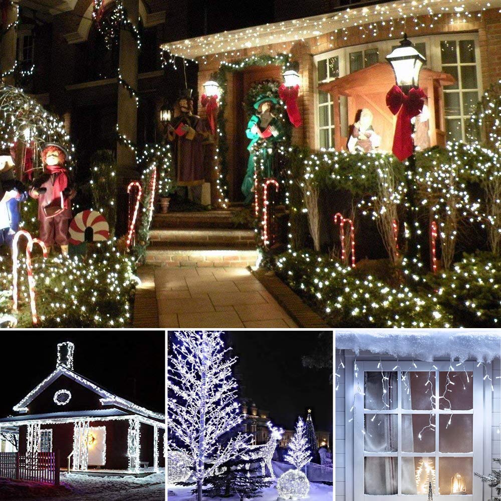 PhilzOps 100 LED Christmas Lights, 10m Indoor/Outdoor Waterproof String Lights with 8 Lighting Modes - Cool White Decorative Lights for Christmas Tree, Home, Party, Wedding & Birthday Decorations | Perfect for Holiday, Garden, Patio and Festive Celebrations