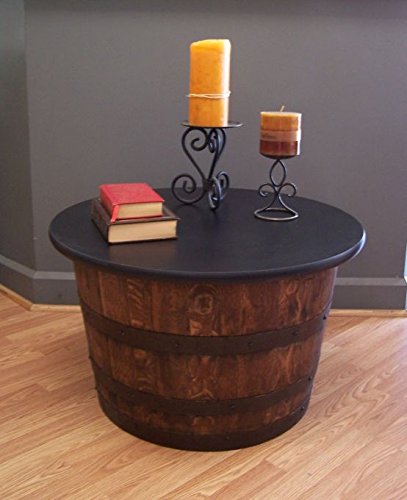 FreAire Aunt Molly's Authentic Half Whiskey Barrel Coffee Table - Rustic End Table for Living Room, Bar Decor & Man Cave Furniture