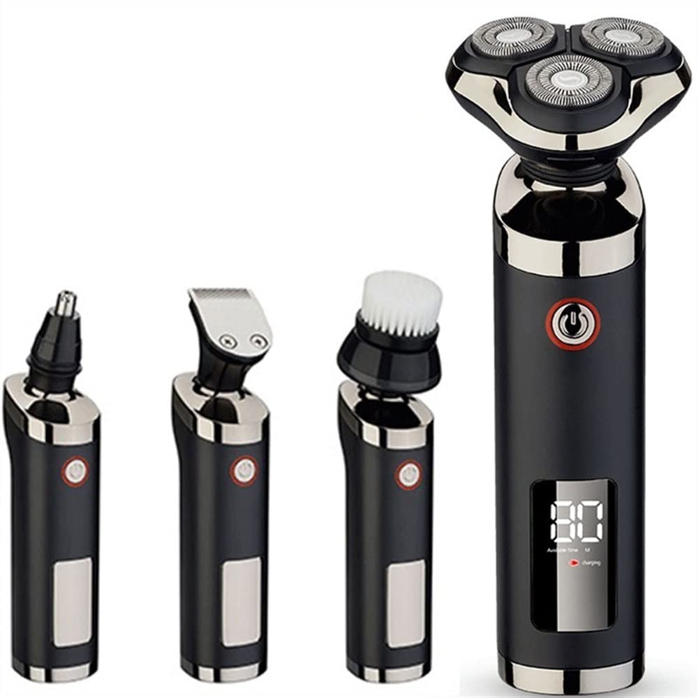 4-in-1 Electric Razor for Men - Rechargeable Waterproof Wet/Dry Shaver with Beard & Nose Trimmer | Perfect for Travel, Gym & Daily Grooming Routine