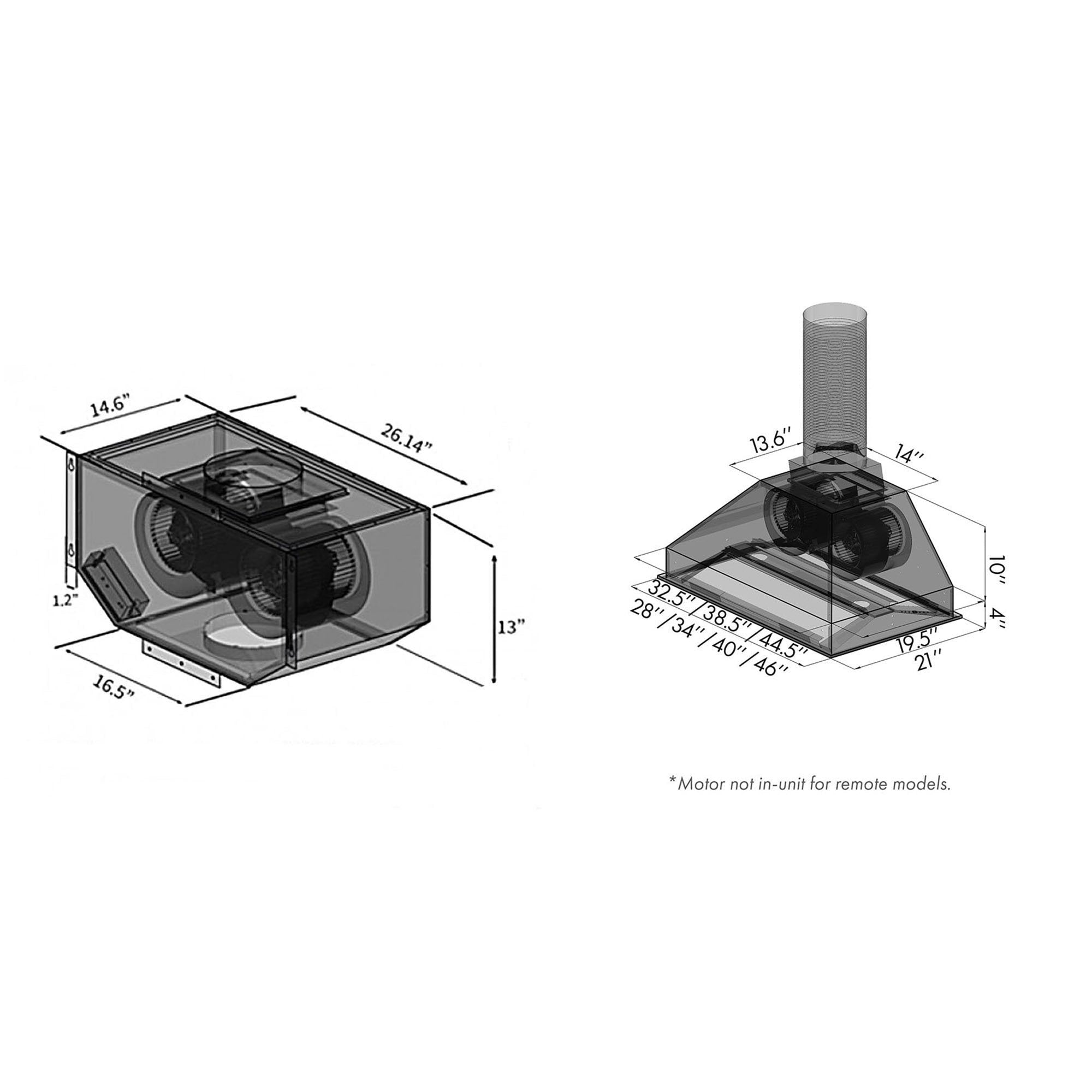 ZLINE 700 CFM Remote Blower Range Hood Insert - Stainless Steel (721 RD) | Powerful Ventilation for Kitchen, Restaurant & Commercial Use