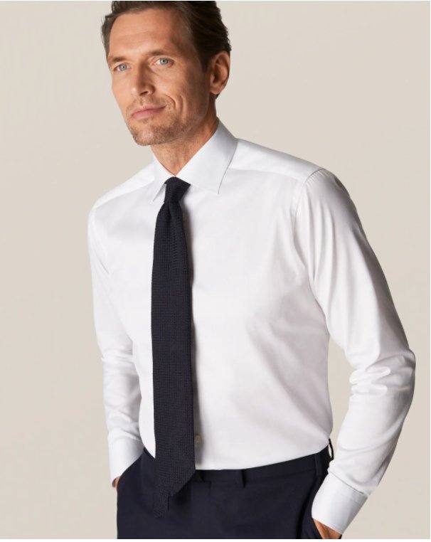 ETON SIGNATURE Men's Classic Cotton Twill Shirt - White | Premium Comfort for Business Casual & Office Wear