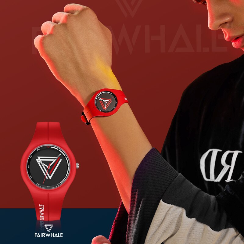 Mark Fairwhale Triangle Logo Dial Watch for Men - Stylish Minimalist Analog Wristwatch with Leather Strap - Perfect for Business, Casual Wear & Everyday Use