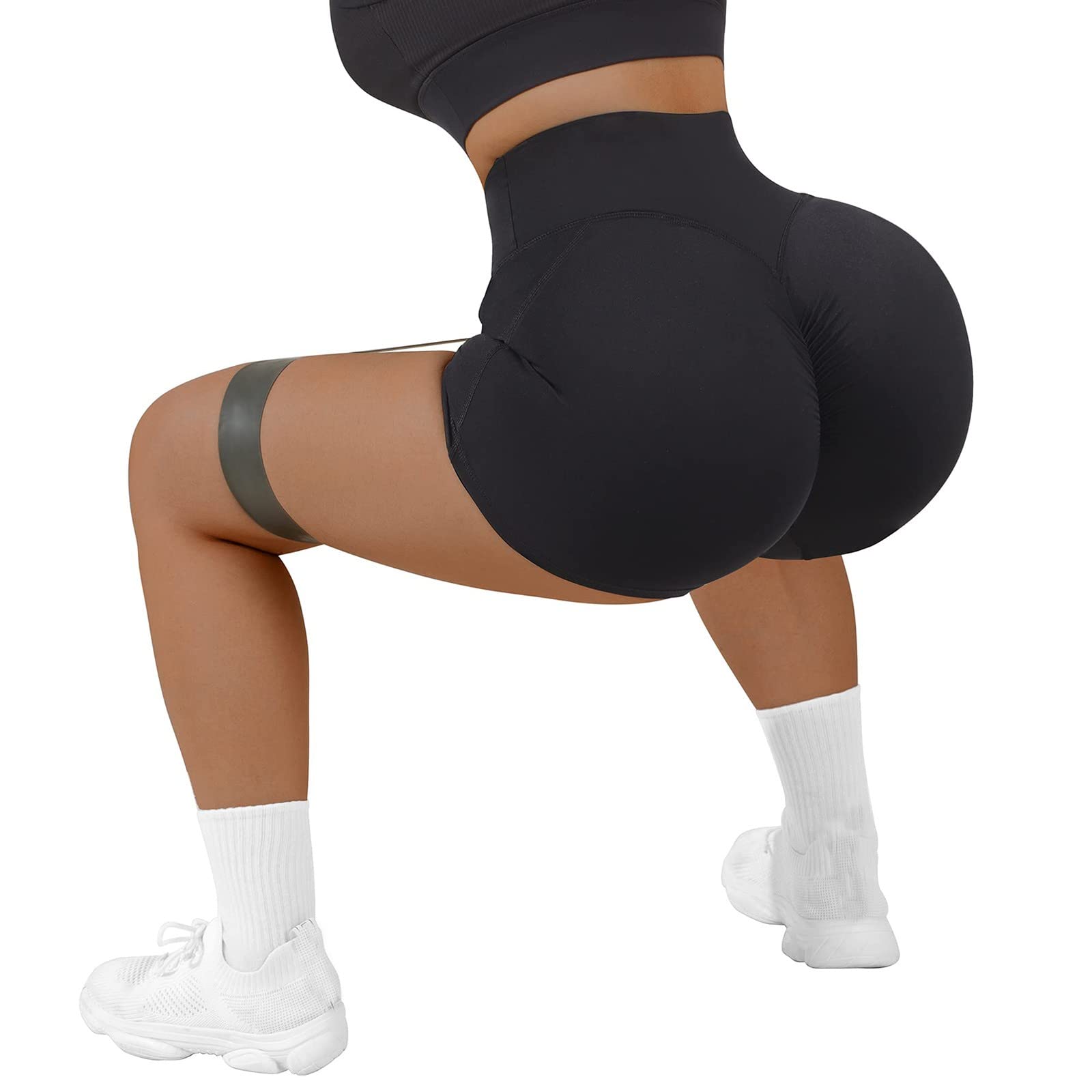 High Waist Lifting Women's Biker Shorts - Tummy Control Workout Shorts for Yoga, Running & Gym - V Cross Waist Design - Spandex Butt Lifting Shorts (Black, Medium) - Perfect for Fitness, Cycling & Lounge Wear