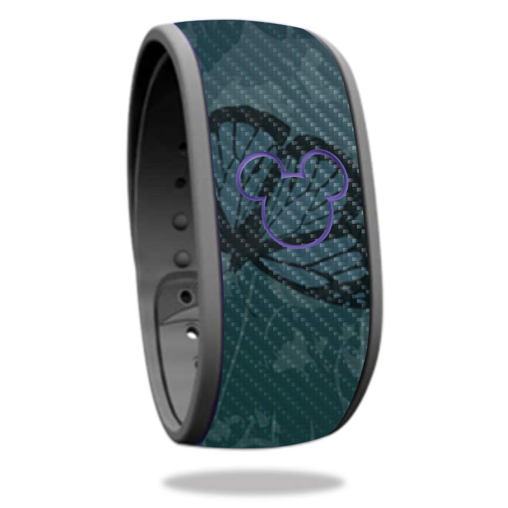 Premium Carbon Fiber Skin for Disney MagicBand - Dark Butterfly Design | Durable, Protective Cover with Textured Finish | Easy to Apply & Remove | Made in USA | Perfect for Theme Parks, Travel & Collectors