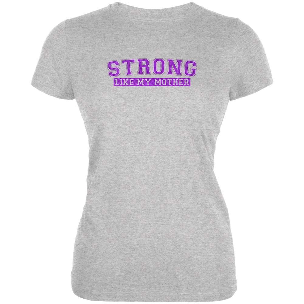 Strong Like My Mother Juniors Soft T-Shirt - Heather Gray - Size Large - Perfect for Mother's Day Gifts & Casual Wear