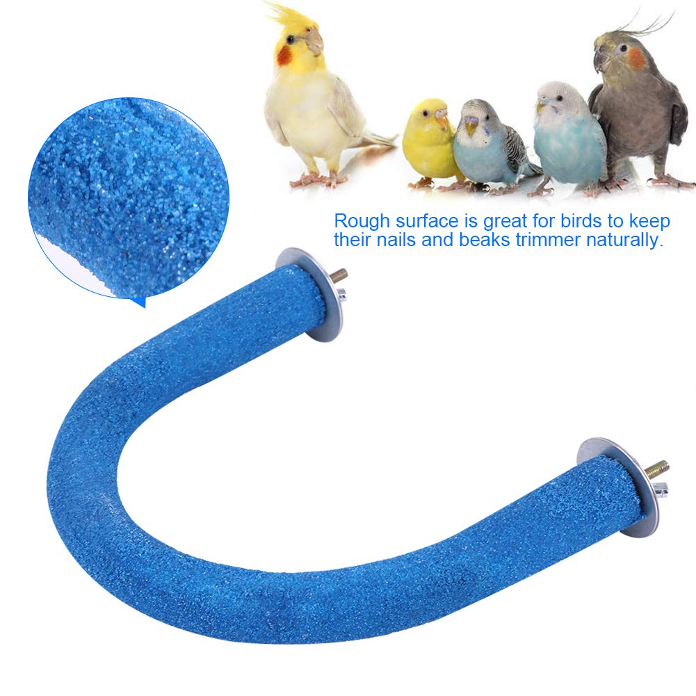 Blue Bird Perch U-Stand - Rough-Surfaced Parrot Perch Stand for Cage, Beak Grinding & Climbing - Durable Pet Bird Toy for Parakeets, Cockatiels & Conures - Perfect for Playtime & Natural Beak Care