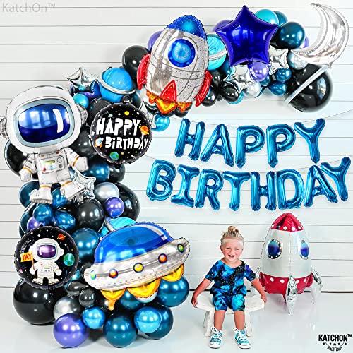 KatchOn 22-Pack Large Happy Birthday Outer Space Balloons Set - Rocketship Themed Party Decorations for Kids & Adults | Perfect for Galaxy Birthday Parties, Baby Showers & Space-Themed Events