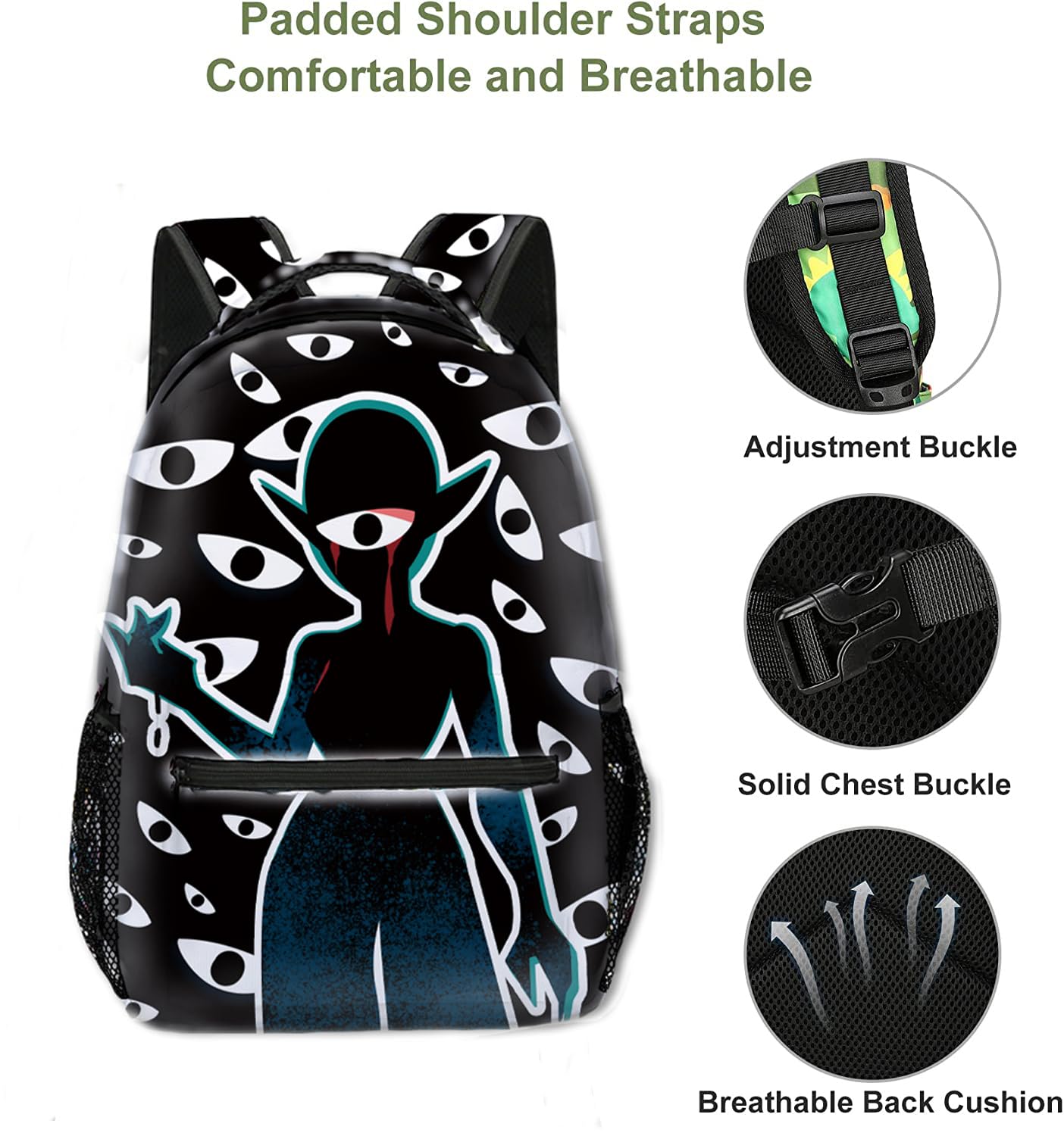 Horror Game Themed Kids Backpack - Cute Cartoon School Bag with Large Capacity for Boys & Girls - Perfect for School, Travel & Halloween Costumes