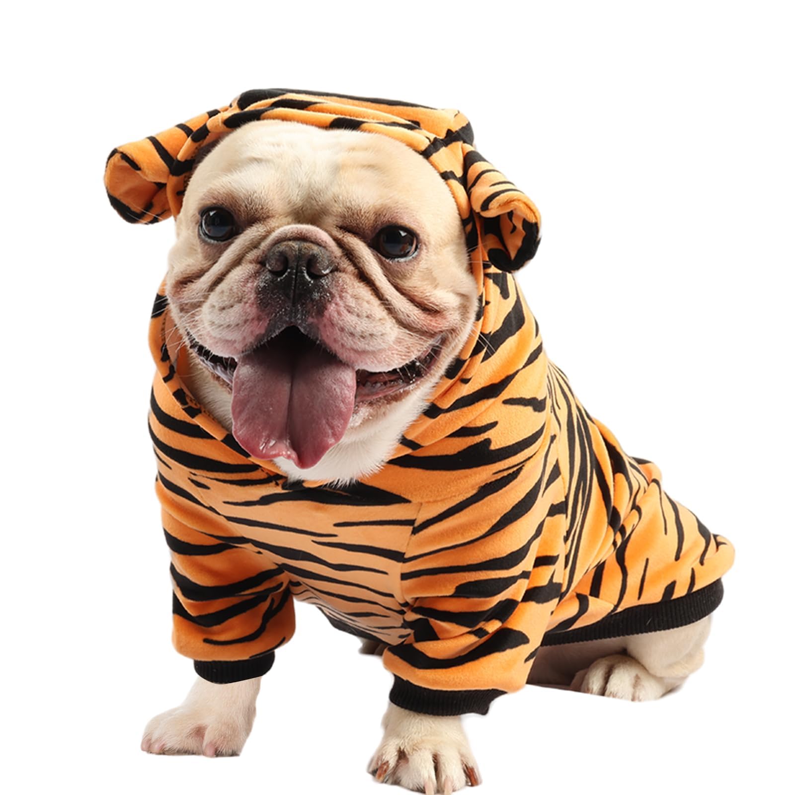 DELIFUR Dog Tiger Costume - Funny Hooded Halloween & Cosplay Outfit for Small Medium Dogs | Pet Costume for Special Events, Parties & Photo Props (Yellow, Small) | Perfect for Halloween, Christmas Dress-Up & Pet Photography