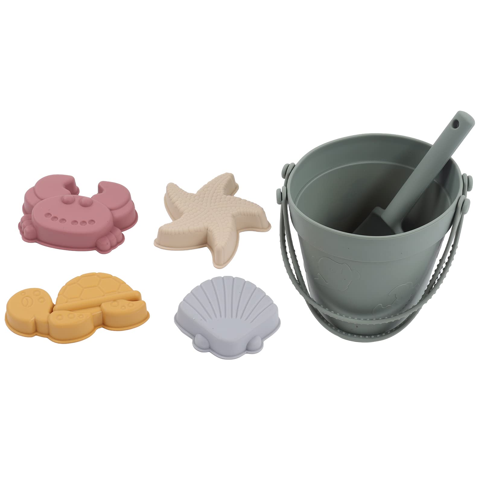 Eco-Friendly Silicone Beach Toys for Kids - Durable Sand Play Set with Animal String Models, Perfect for Toddlers & Outdoor Activities (Olive Green) | Great for Beach Trips, Backyard Play & Sensory Development