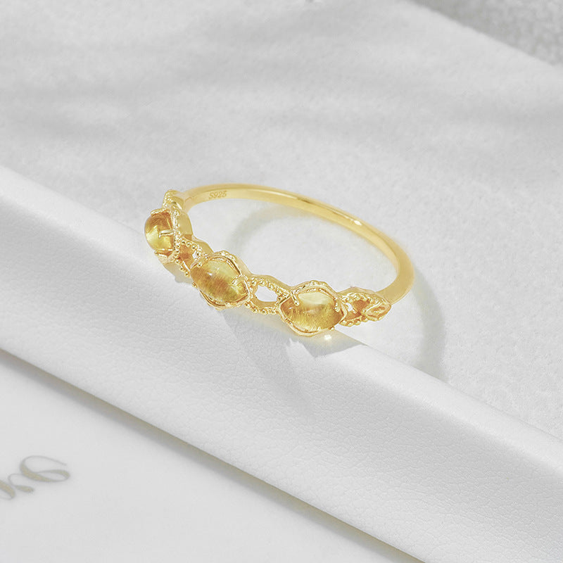 14K Gold Citrine Ring for Women - November Birthstone Jewelry, Yellow Gemstone Ring, Elegant Gift for Mom, Wife, or Girlfriend | Perfect for Birthdays, Anniversaries, and Special Occasions | TB2051