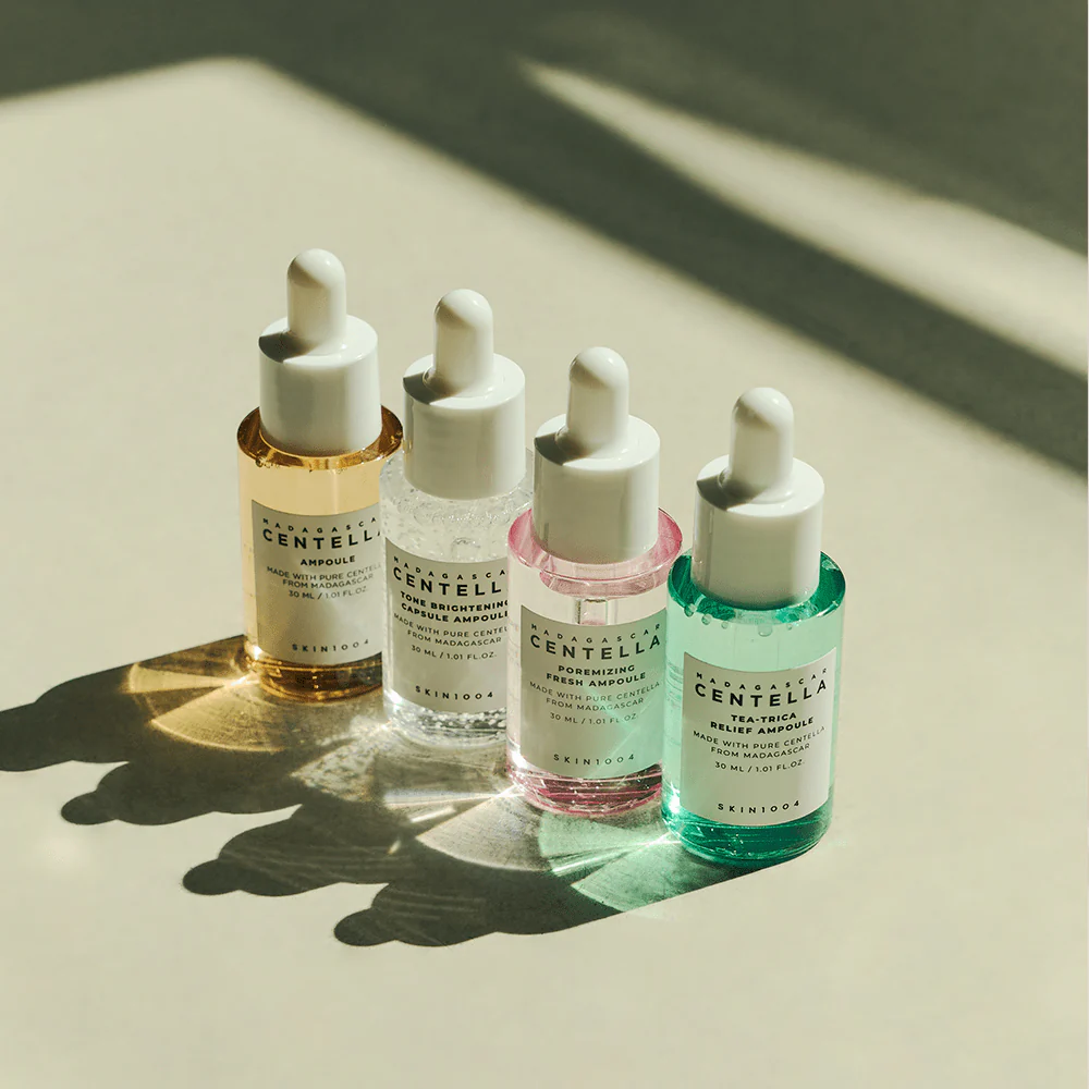 SKIN1004 Madagascar Centella Ampoule Kit - 4 x 30ml Soothing Serum for Sensitive Skin | Hydrating & Calming Facial Treatment | Perfect for Daily Skincare Routine & Post-Procedure Care