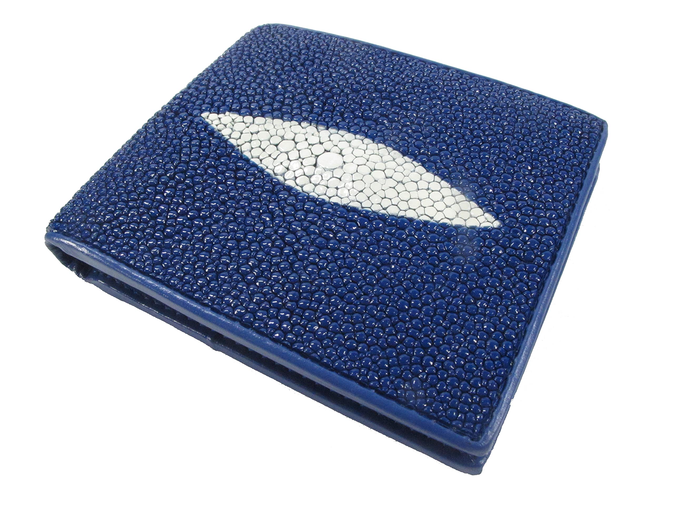Authentic Stingray Shagreen Leather Bifold Wallet for Men - Premium Blue Genuine Ray Skin Wallet - Perfect for Everyday Carry, Business & Gift Giving