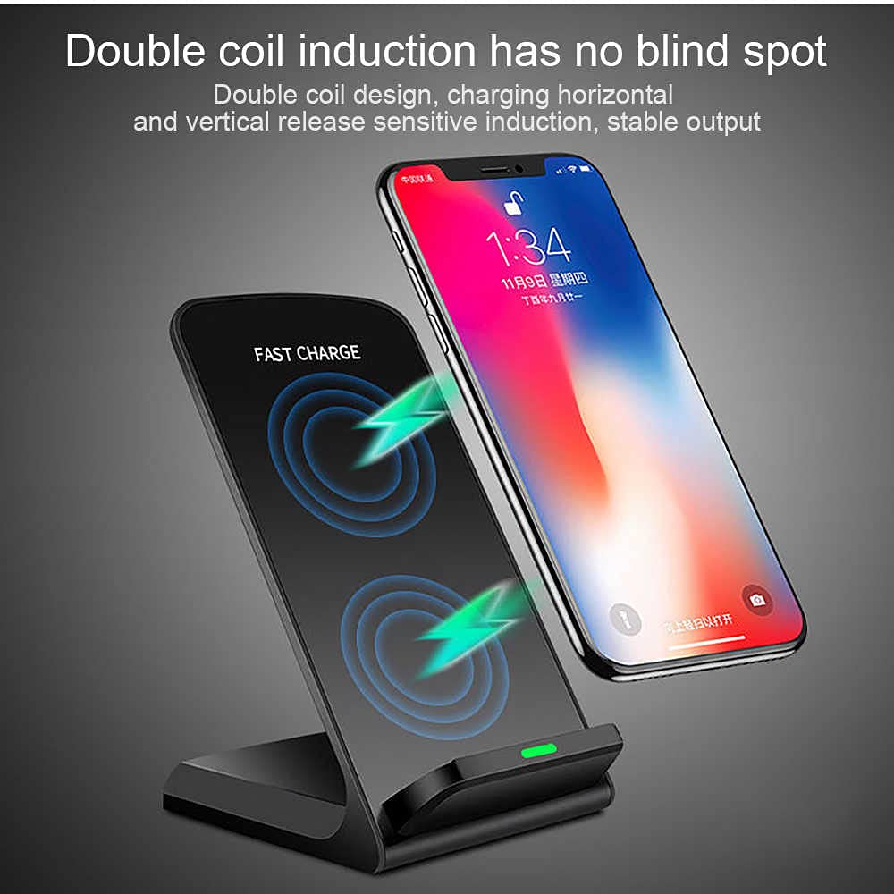 UrbanX Wireless Charger Stand - Qi-Certified Fast Charging Pad for Samsung Galaxy Note 20 5G, 10W Fast Wireless Charger for iPhone 13/12/11/X, AirPods (No AC Adapter Included) | Perfect for Bedside, Office & Travel