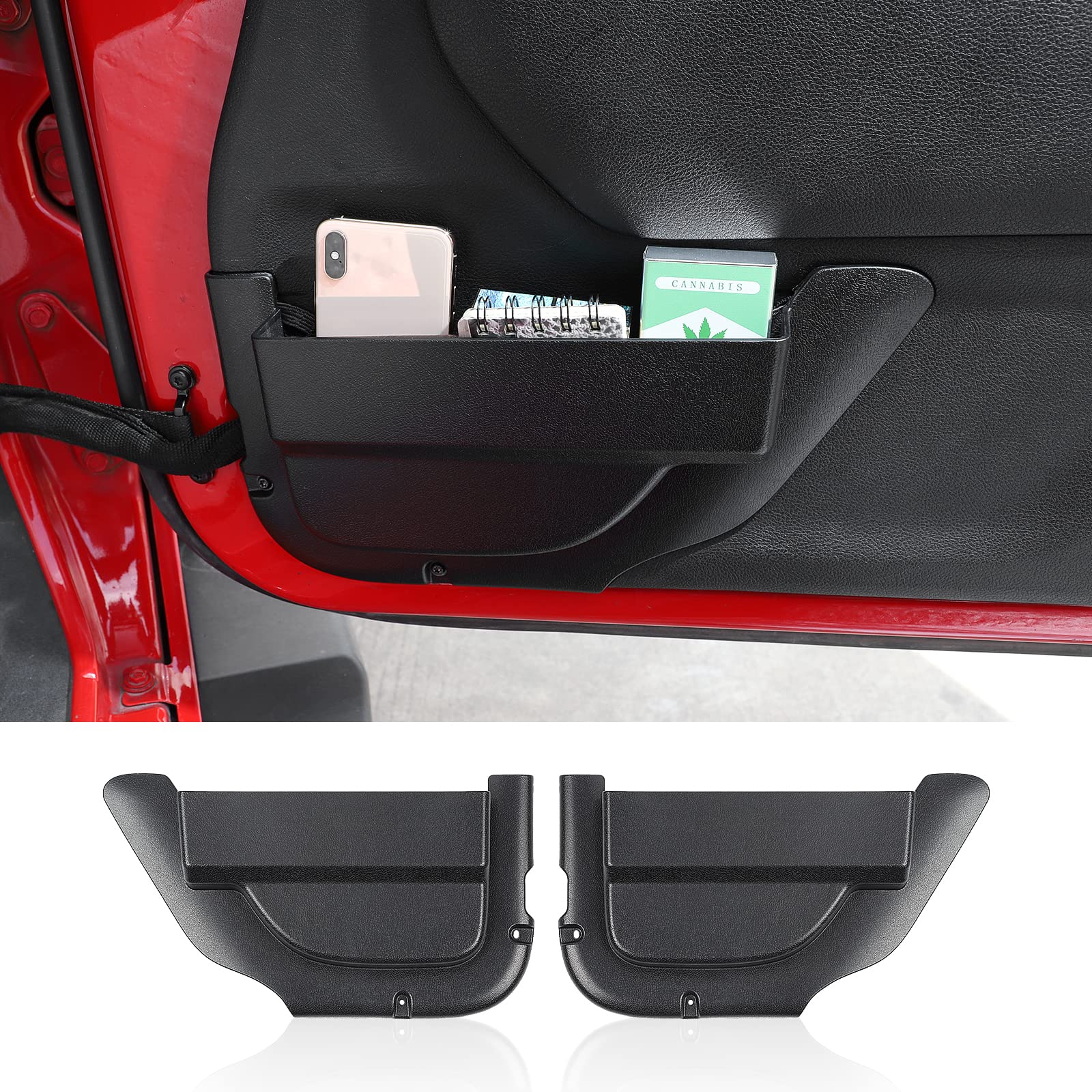 JeCar Front Door Storage Pockets & Net Replacement - Interior Accessories Compatible with Jeep Wrangler JK JKU (2011-2018) | Durable Organizer for Maps, Phones & Small Items - Perfect for Off-Road Adventures & Daily Commute