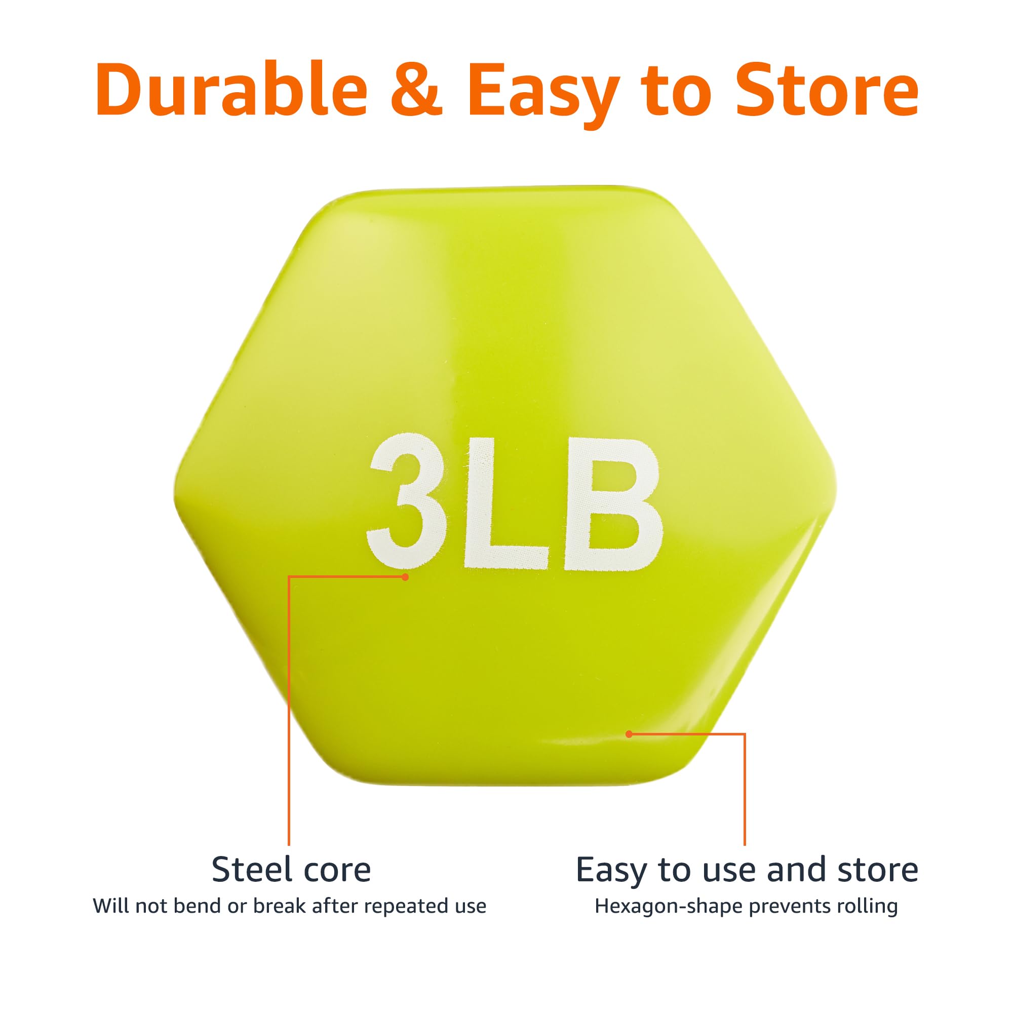 Amazon Basics Vinyl Coated Dumbbell Hand Weights - 5-50 lbs Set for Home Gym, Strength Training & Fitness Workouts - Non-Slip Grip for Weight Lifting, CrossFit & Muscle Building