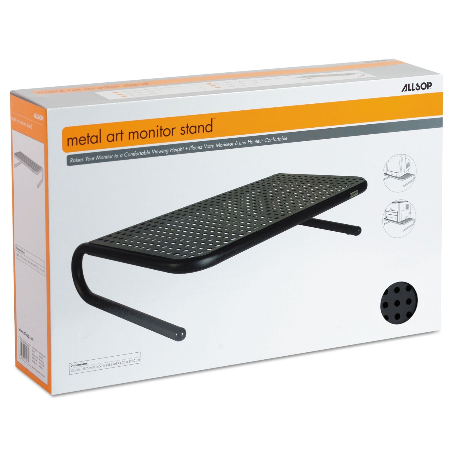 Allsop® Black Metal Art Monitor Stand - 19 x 12.5 x 5.25 Inches, Heavy Duty 30 Lbs Capacity - Perfect for Home Office, Gaming Setup & Workspace Organization