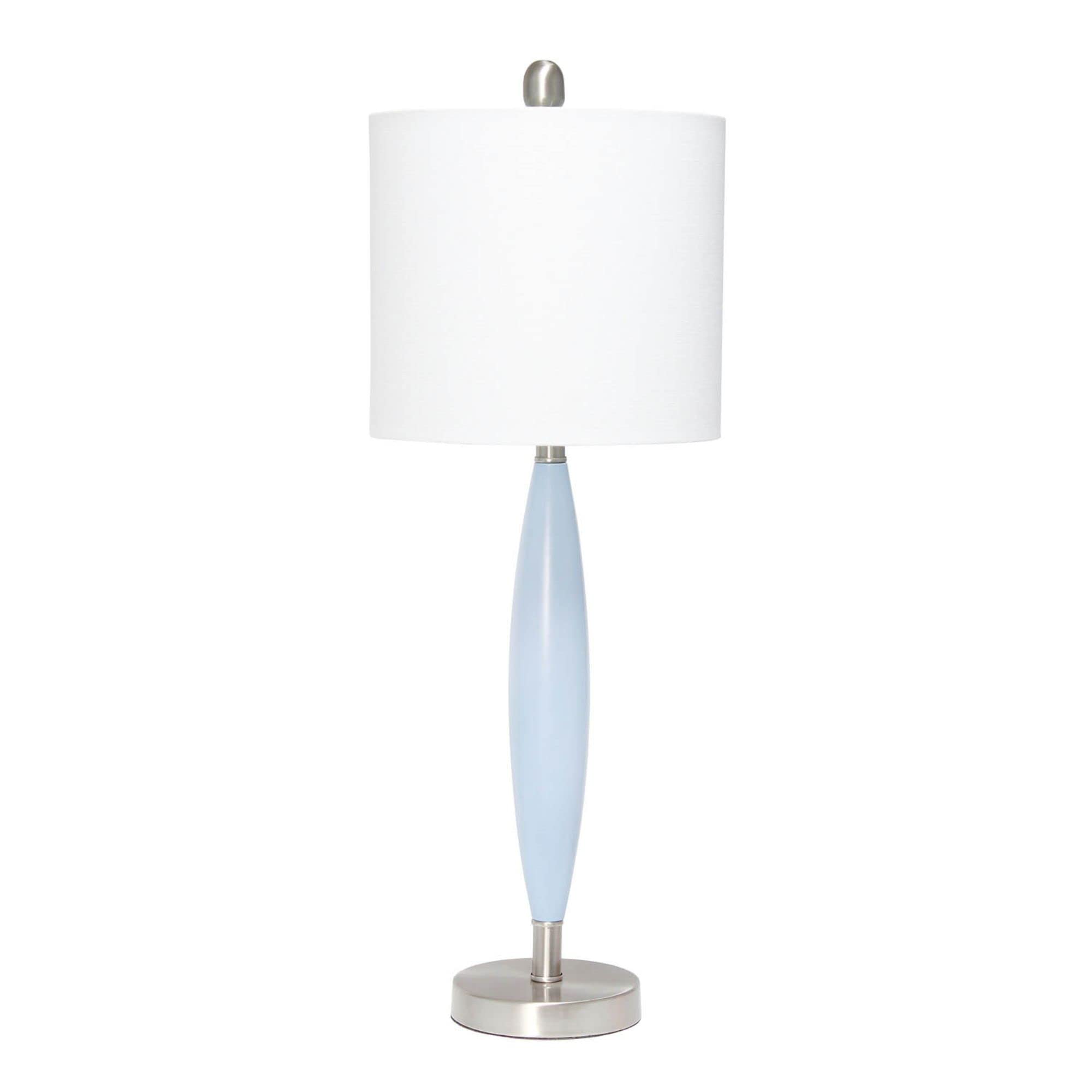 Lalia Home Contemporary Stylus Table Lamp with White Fabric Shade in Blue - Modern Bedside & Living Room Lighting for Home Decor