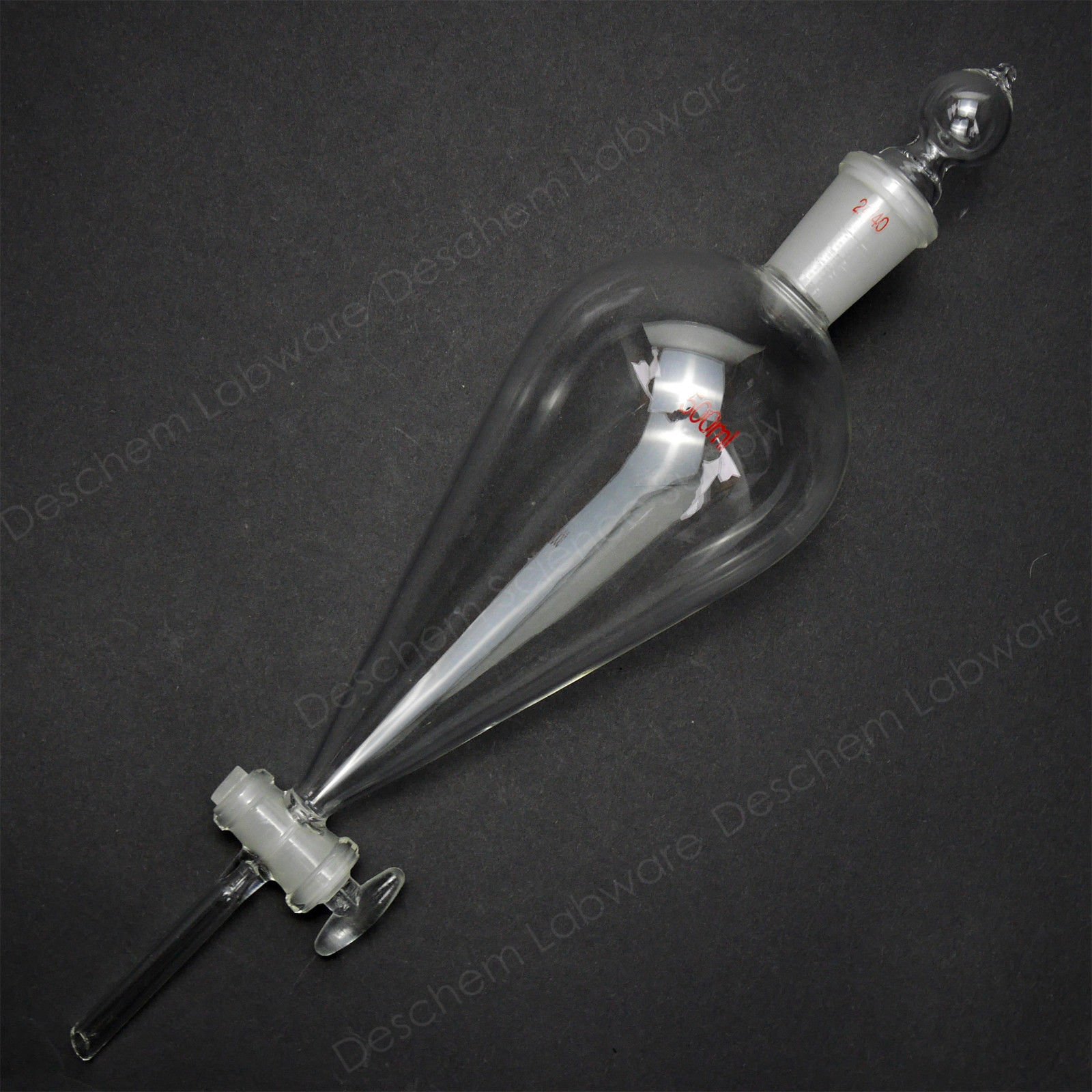 500ml 24/40 Glass Pyriform Separatory Funnel with Straight Drop Tube & Glass Stopcock - Ideal for Chemistry Labs, Essential Oil Extraction & Liquid Separation Experiments
