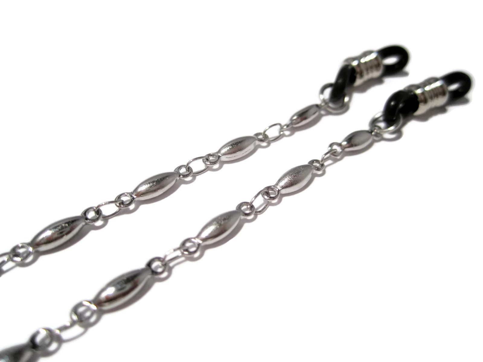 Premium Solid Long Oval Glasses Holder with Black Grips - Stylish Eyeglass Chain for Reading, Driving & Fashion Accessories