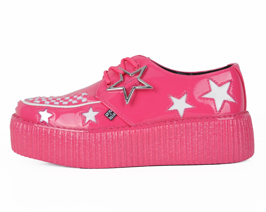Pink & White Star Viva Mondo Creeper Sneakers - Trendy Unisex Casual Shoes for Men & Women - Perfect for Streetwear, Skateboarding & Everyday Fashion