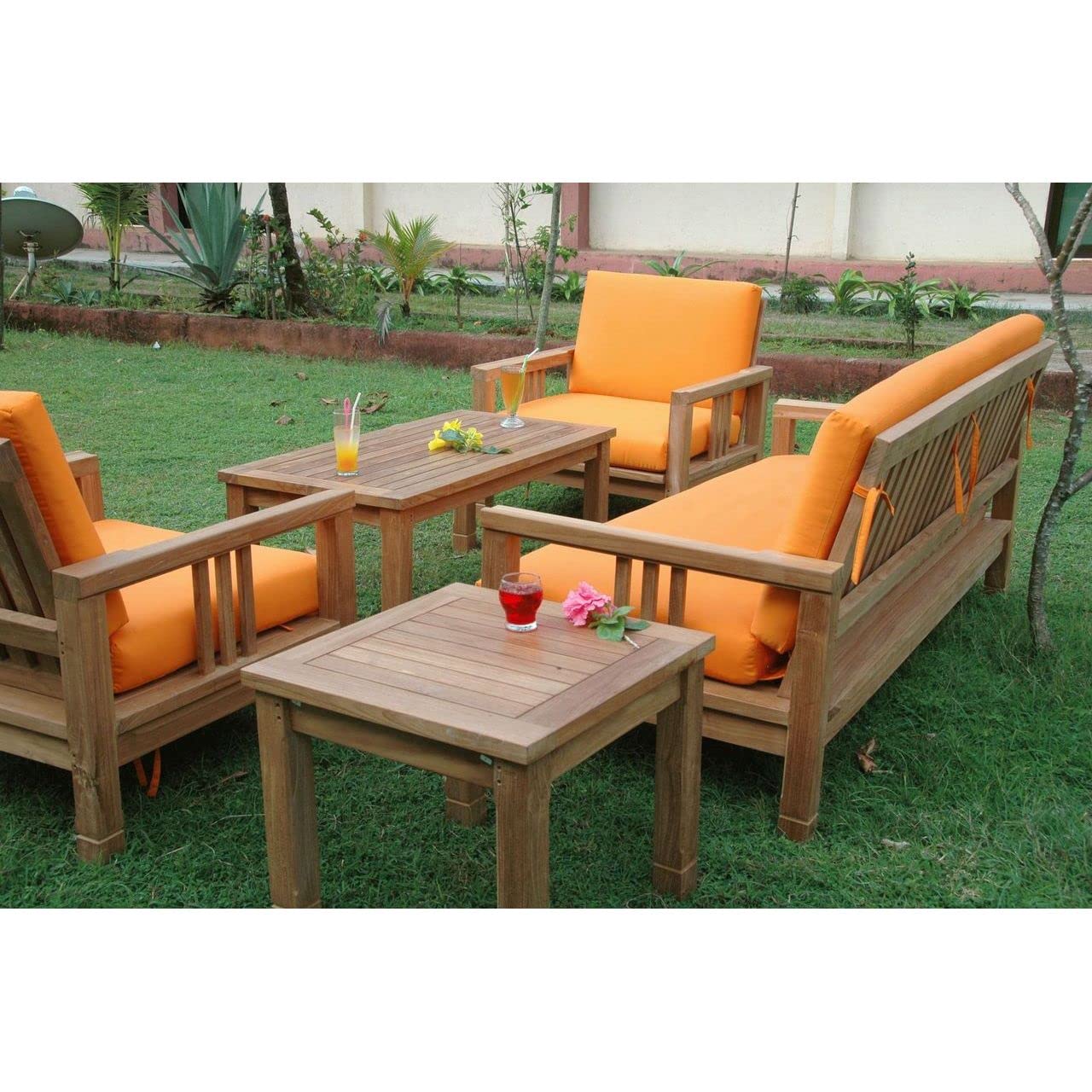Anderson Teak Patio Furniture - SouthBay Deep Seating Sofa Set for Outdoor Garden & Lawn - Perfect for Backyard, Poolside & Patio Relaxation