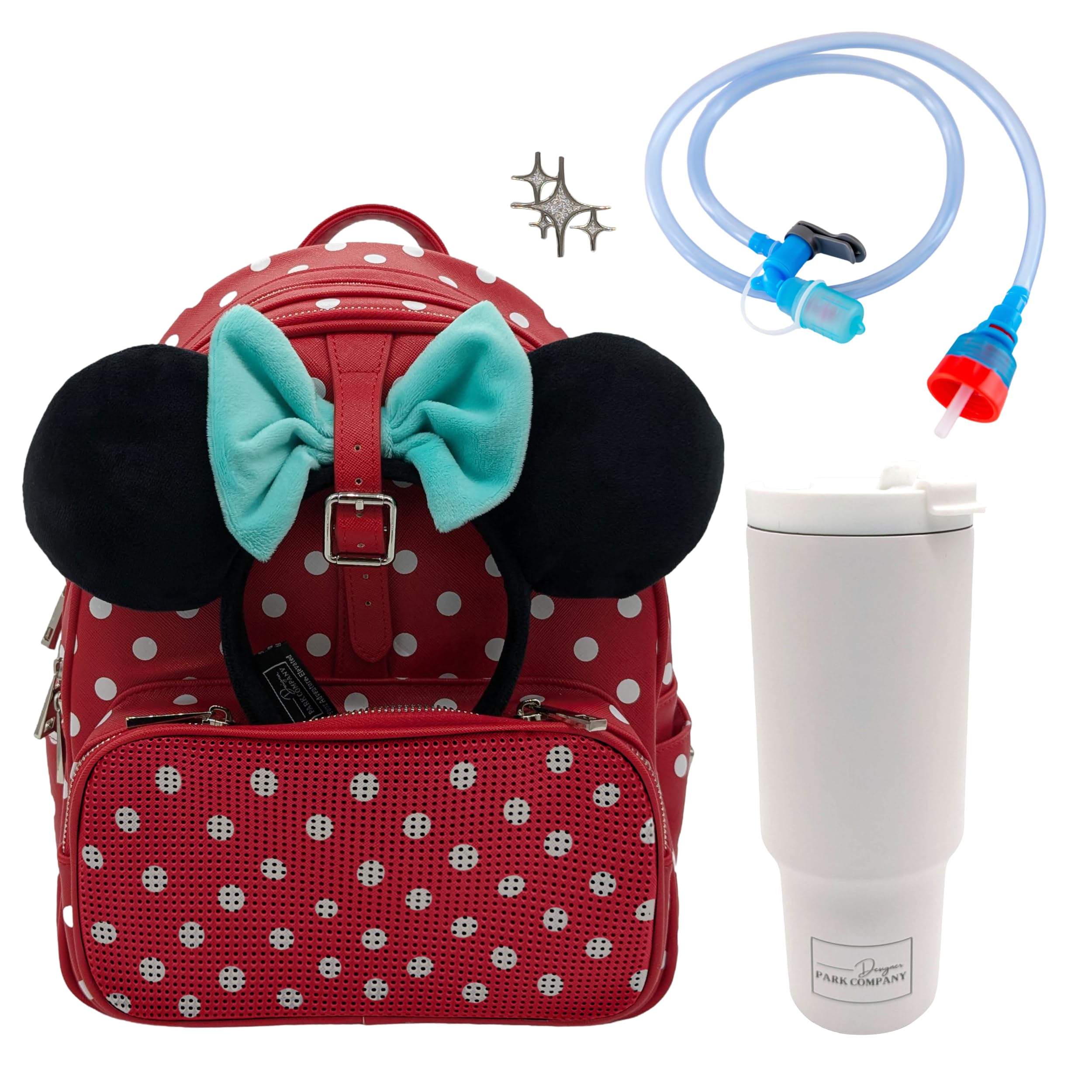 Waterproof Hydration Backpack with 30oz Insulated Tumbler - Lightweight Laptop Daypack for Women, Perfect for Hiking, Camping, Theme Parks & Work Commute (Minnie Dot Design) - Stay Hydrated On-The-Go