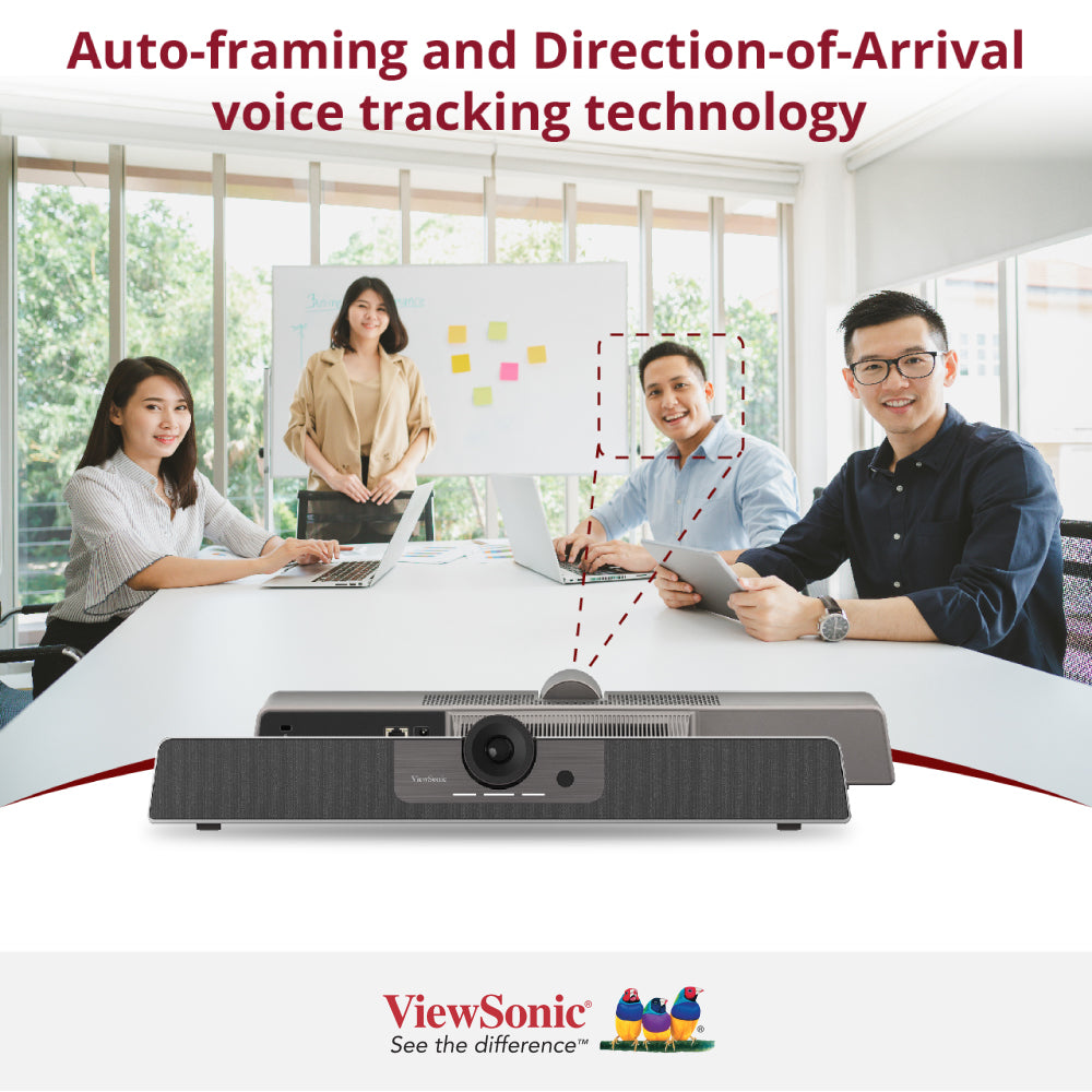 ViewSonic UMB202 TeamJoin™ 4K Video Conference Bar System - All-in-One USB Speakerphone with Noise Cancellation & AI Auto-Framing for Home Office & Remote Meetings