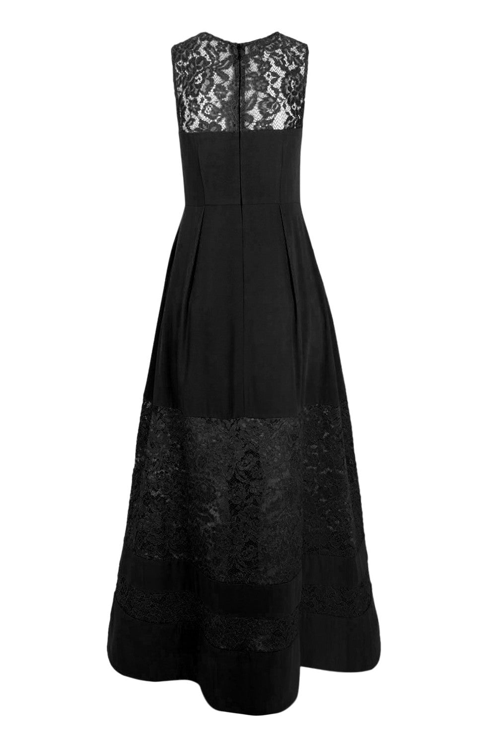 Aidan Mattox Black Lace Inset Crepe Gown - Elegant Evening Dress for Weddings, Galas & Formal Events