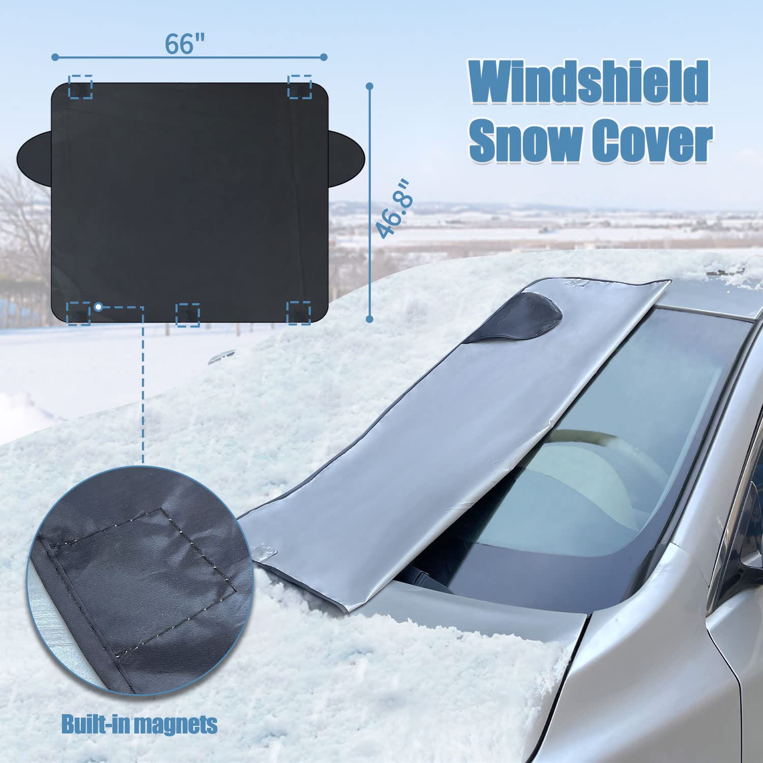 Sutekus Snow Brush Kit with Ice Scraper, Snow Shovel & Windshield Cover for Cars, SUVs, Trucks - All-in-One Winter Car Cleaning Tool (Black) | Perfect for Snow Removal, Ice Clearing & Vehicle Protection in Cold Weather