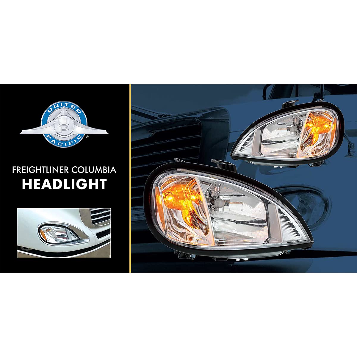 United Pacific 31345 Headlight Assembly Replacement for 2004-2007 Freightliner Columbia - Passenger Side - Durable LED Headlights for Improved Visibility - Perfect for Night Driving & Truck Upgrades