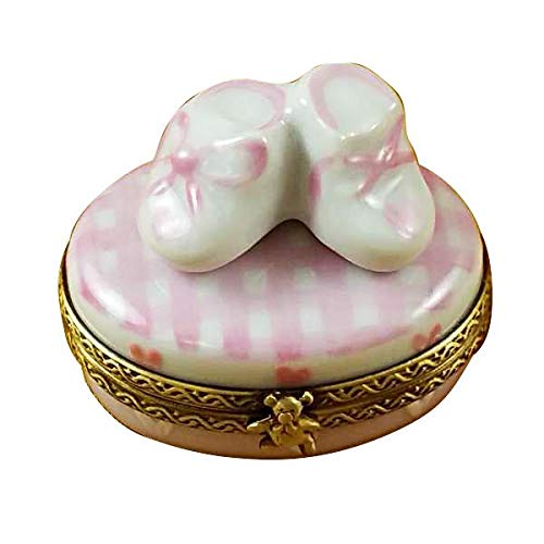 Authentic French Limoges Porcelain Figurine - Pink 'It's a Girl' with Shoes | Collectible Gift for Baby Showers, Christenings & Special Occasions