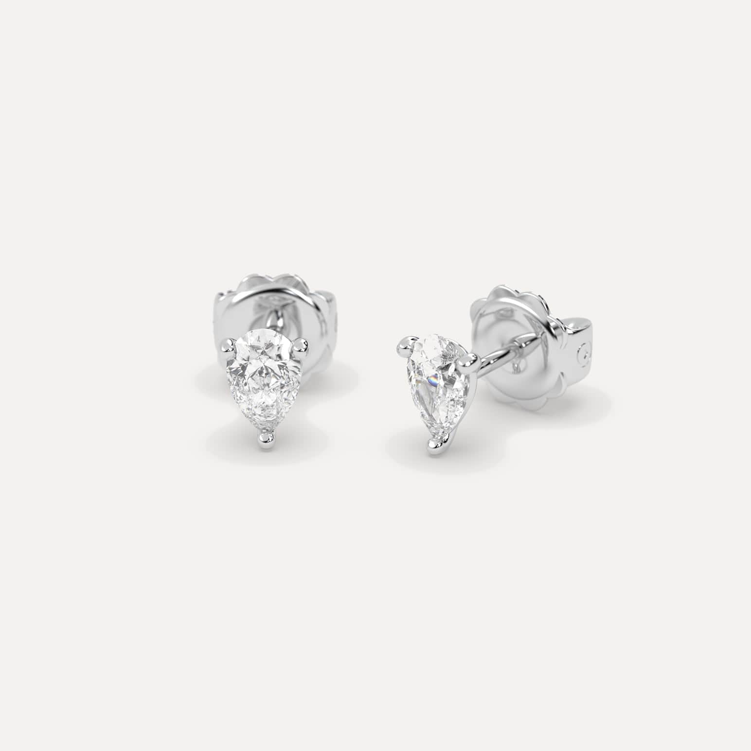 1 Carat Pear Cut Diamond Stud Earrings - 14K White Gold Dangle Earrings for Women, Perfect for Weddings, Anniversaries & Special Occasions