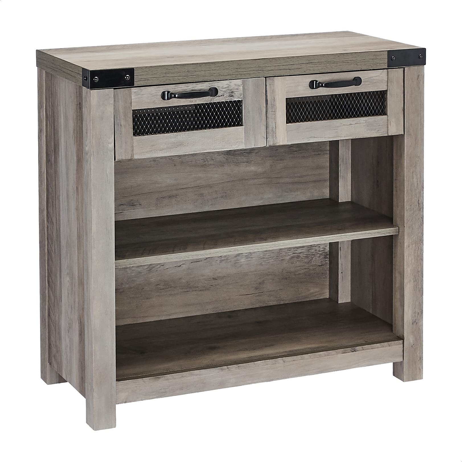 Industrial Style Grey Wash Entryway Table with Drawer - Perfect for Small Spaces, Hallway Decor & Entryway Organization