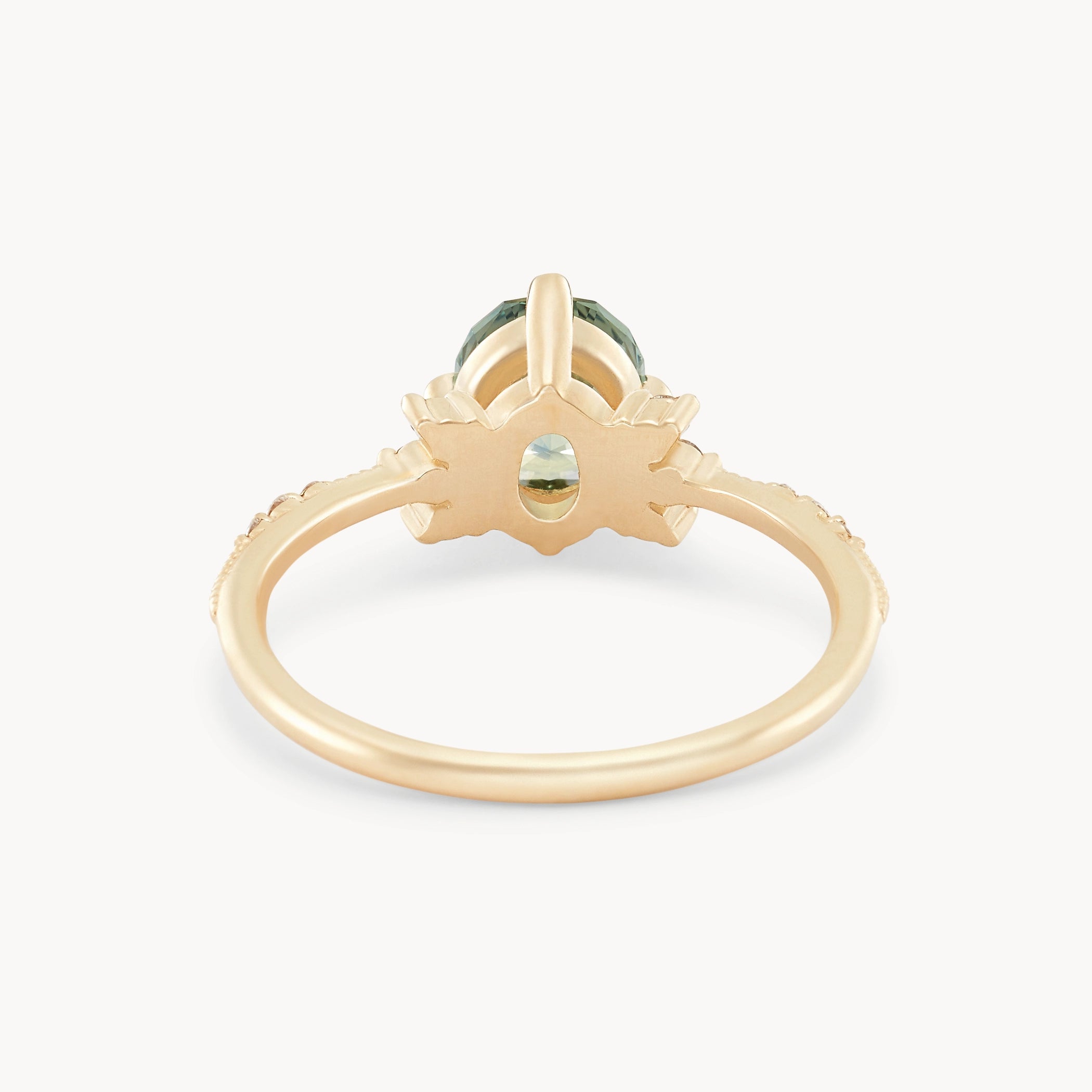 Unique Celestial Bloom 14K Yellow Gold Ring with Green Sapphire - Perfect for Weddings, Anniversaries & Special Occasions