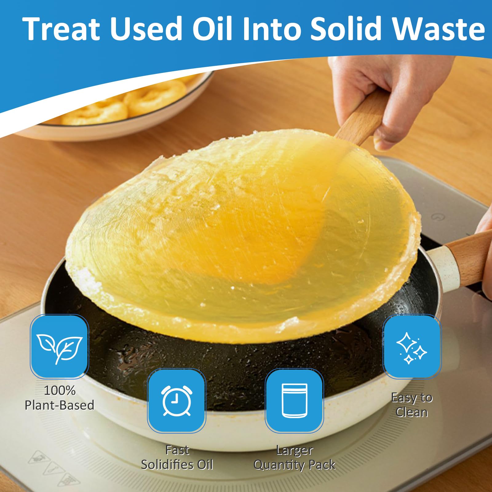 LANBEIDE Plant-Based Cooking Oil Solidifier Powder - Solidifies Up to 36 Cups (13 Oz) | 100% Natural Oil Hardener for Easy Kitchen Waste Disposal | Perfect for Deep Fryers, Pans & Grease Traps