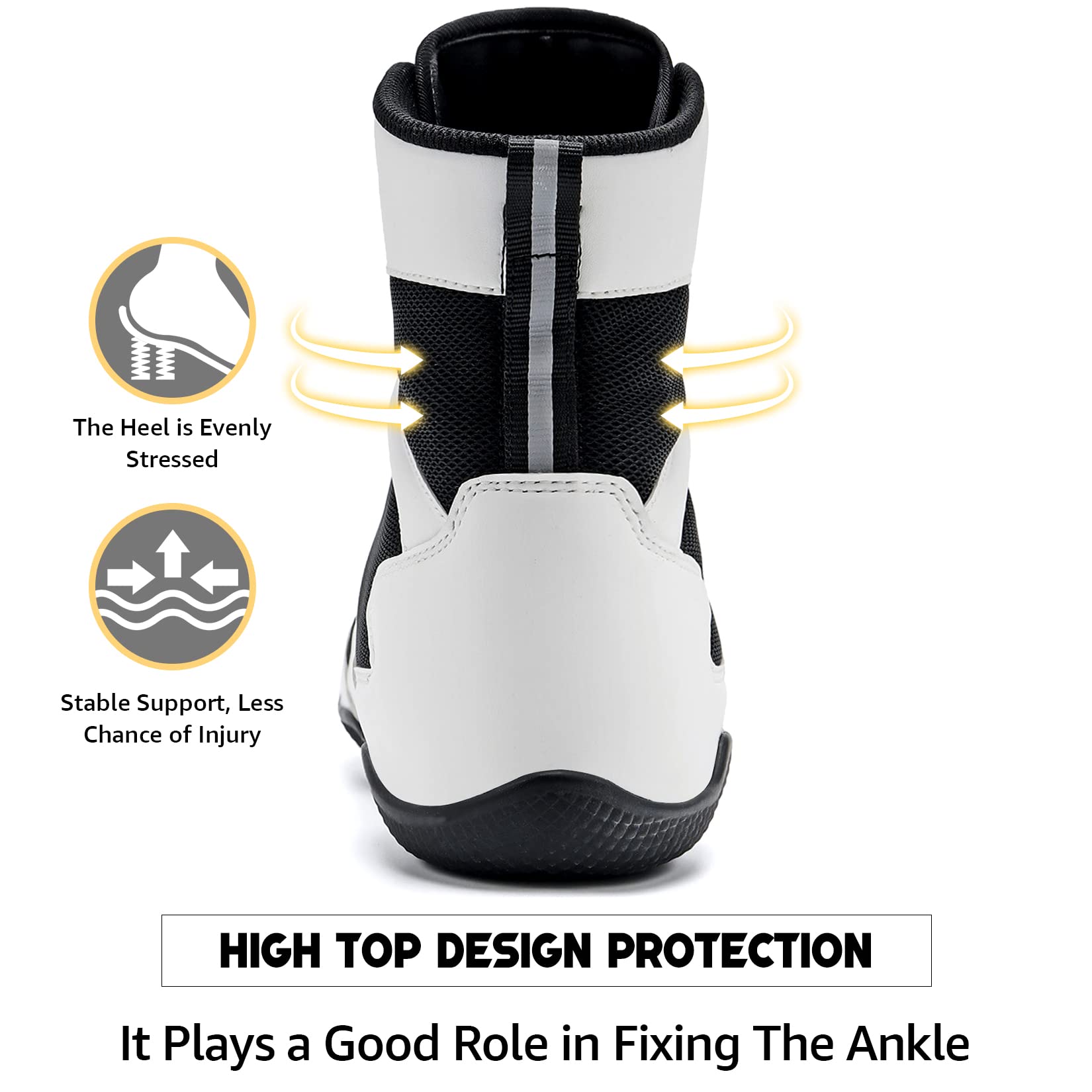 ASHION Men's Wrestling Shoes - High Top Boxing & Fitness Sneakers with Zero Drop Sole for MMA, Training & Gym Workouts