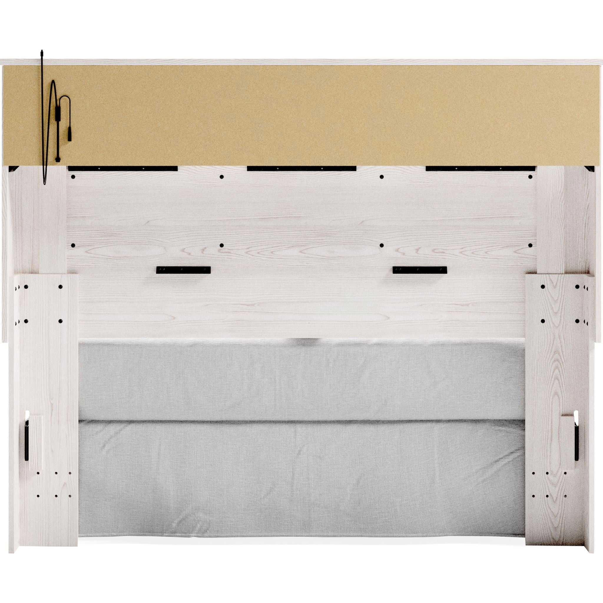 Altyra Queen Bookcase Headboard with Storage - White Wooden Bed Frame for Bedroom, Perfect for Small Spaces & Modern Home Decor