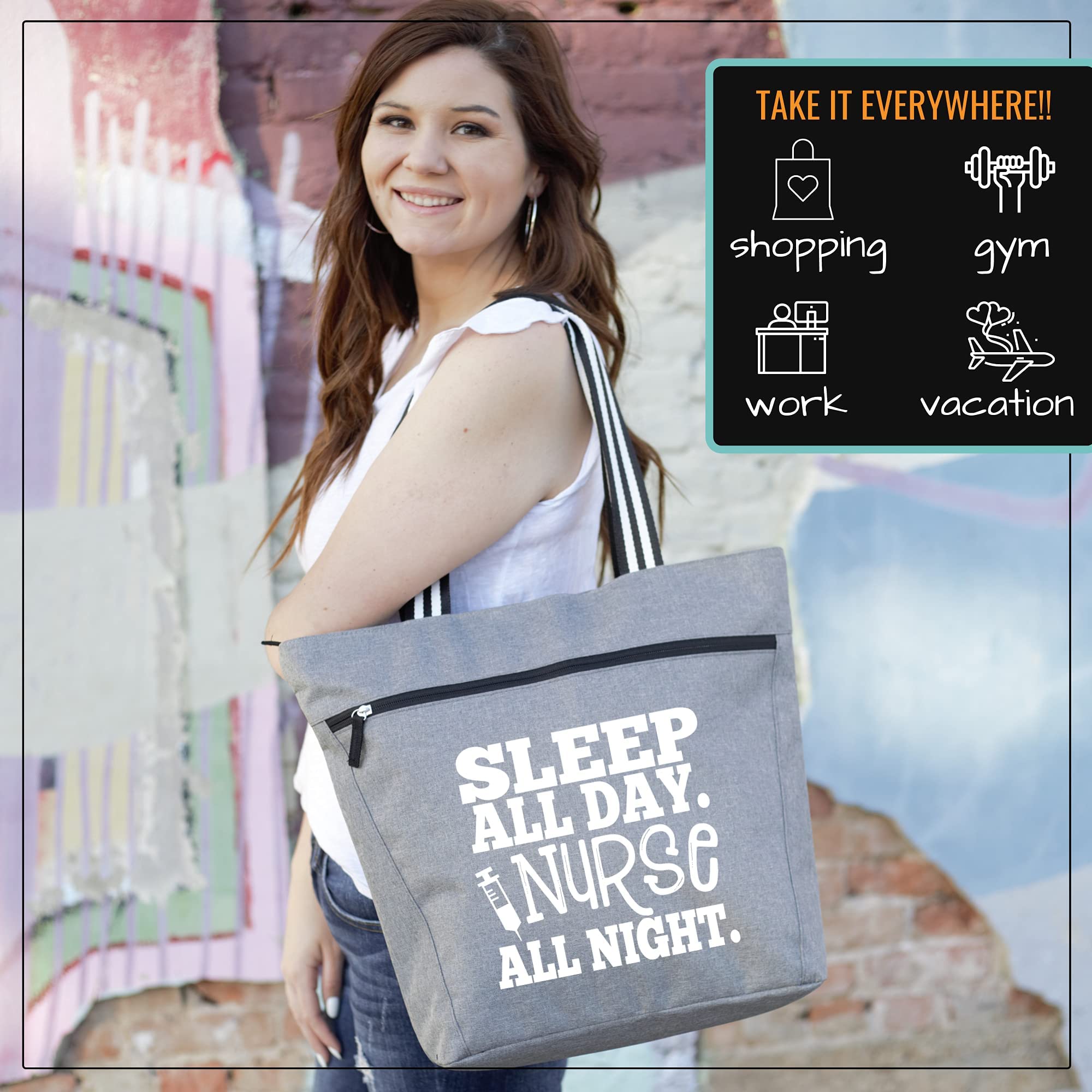 Professional Nurse Tote Bag for Women - Large Medical Work Bag with Multiple Zippered Pockets & Durable Shoulder Straps - Perfect Christmas Gift for Nurses - Ideal for Hospital Shifts, Nursing School & Healthcare Professionals