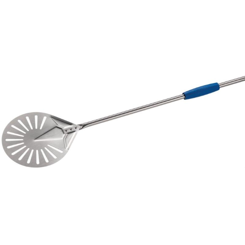 10 Inch Stainless Steel Perforated Pizza Peel - Professional Round Turning Pizza Paddle for Home & Commercial Use - Perfect for Wood Fired Ovens, Baking, and Serving