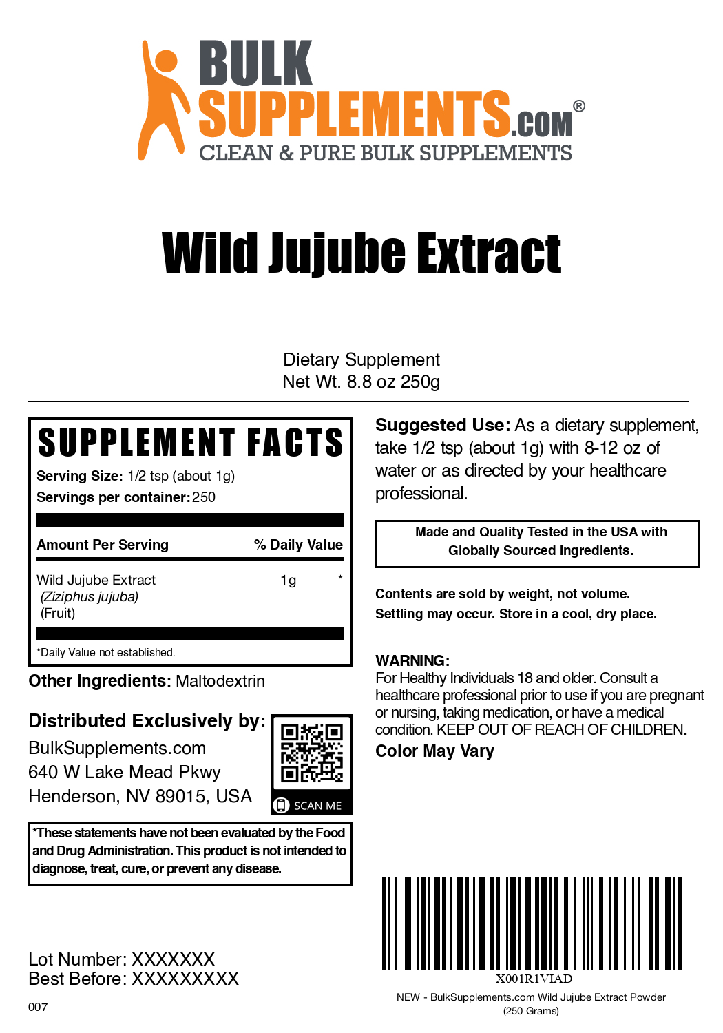 Organic Wild Jujube Extract Powder - 100% Pure Natural Ziziphus Jujuba Supplement for Stress Relief & Sleep Aid - Perfect for Tea, Smoothies, and Wellness Drinks