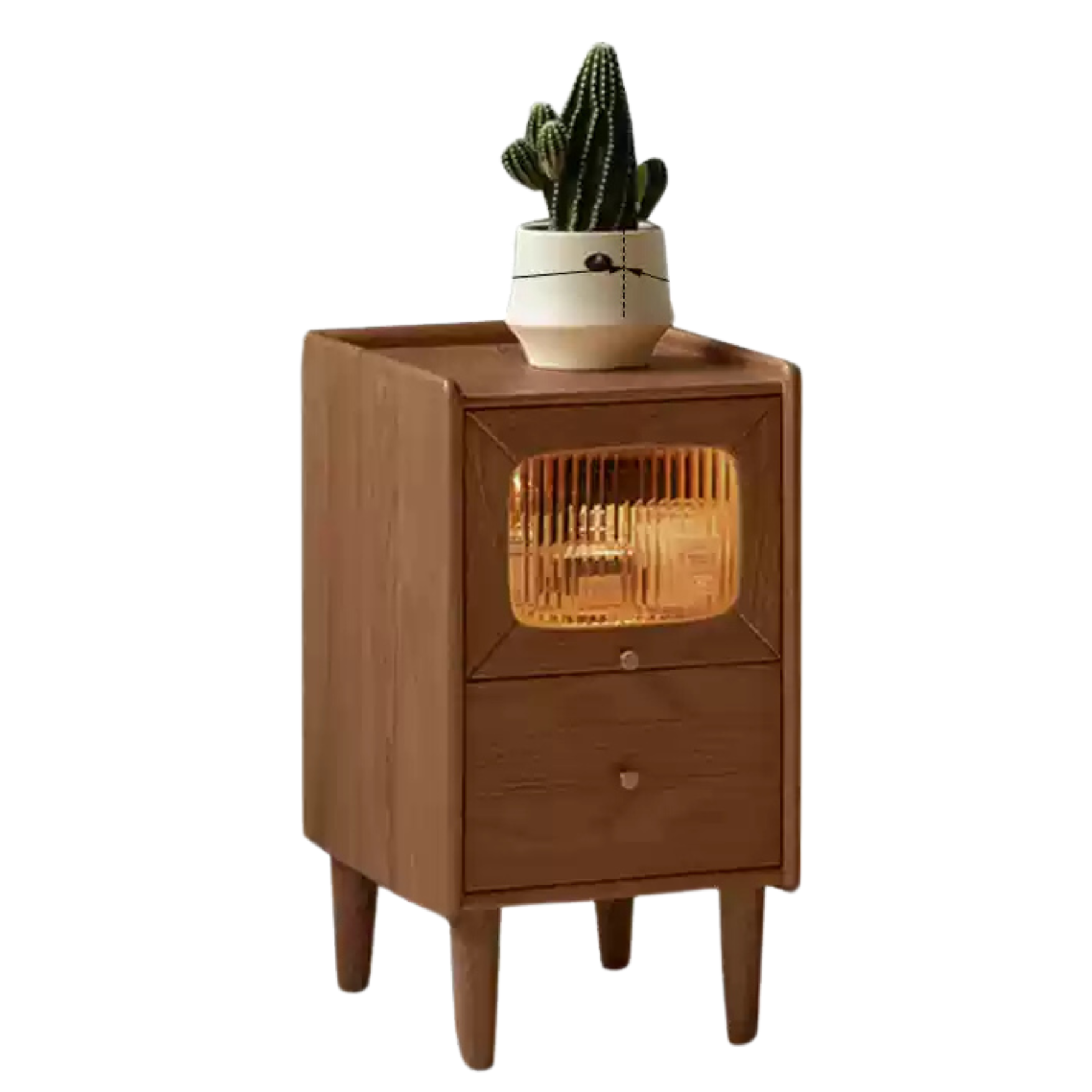 11.8x15.7x21.6 inch / 30x40x55cm / Walnut color / bedside table with light