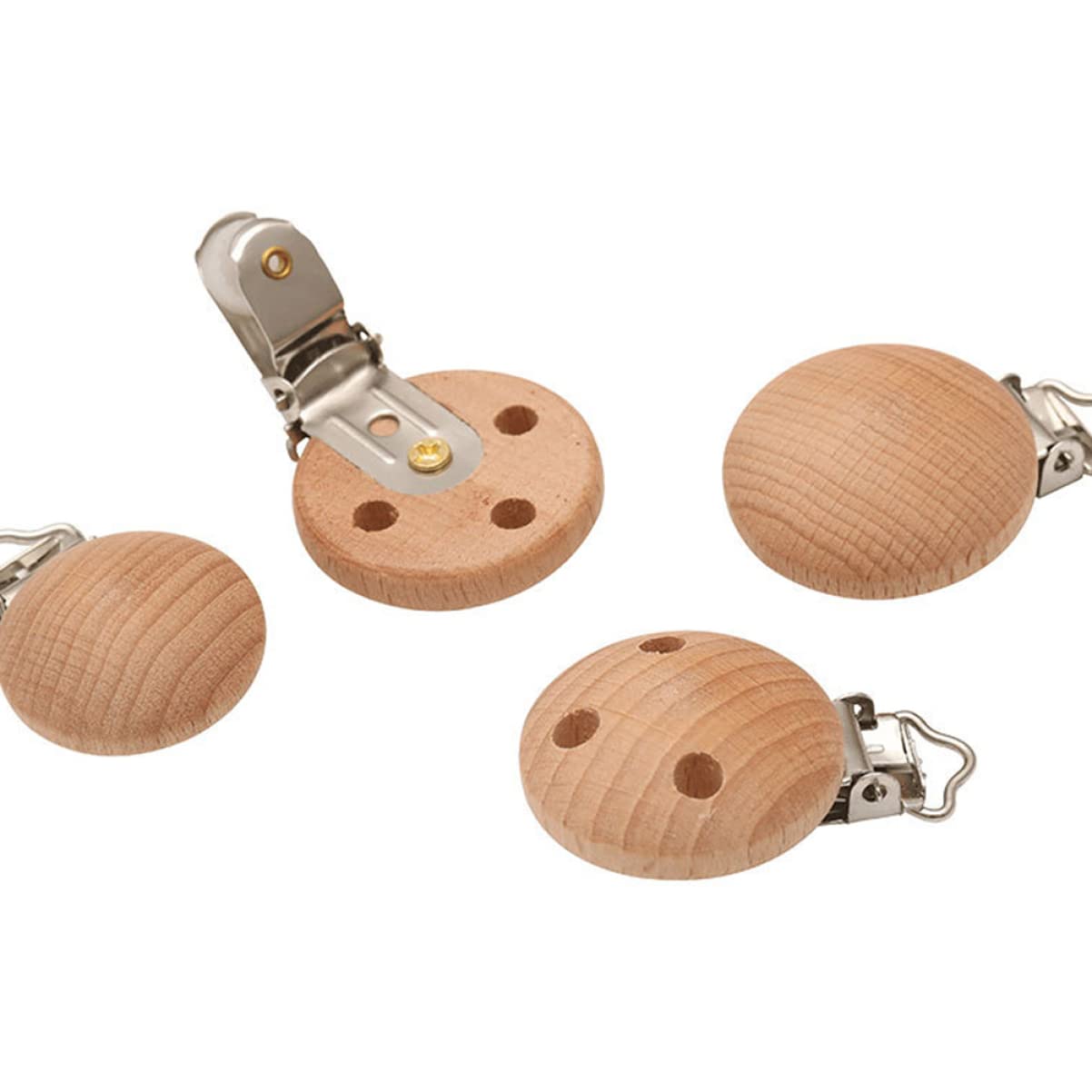 COHEALI 20 PCS Natural Wooden Pacifier Clips for Babies - Safe Teething Soother with Round Shape (30mm, 164g) - Perfect for Newborns, Infants & Toddlers - Ideal for Daycare, Travel & Everyday Use