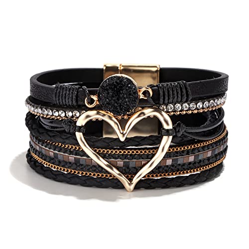 A4: black leather warp bracelet