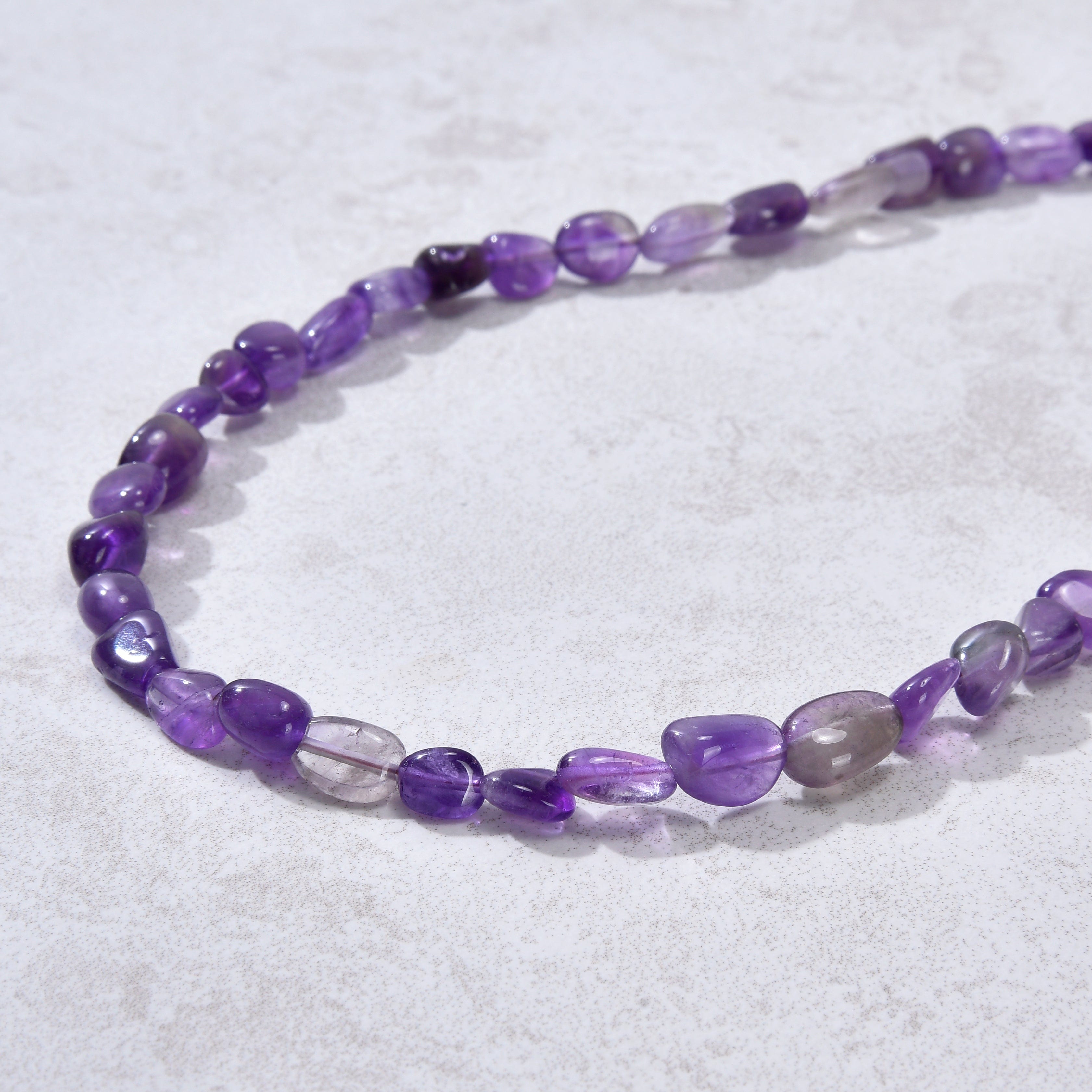 8mm Natural Amethyst Gemstone Necklace & Multi-Wrap Bracelet Set for Women - Spiritual Healing, Meditation & Boho Fashion Jewelry