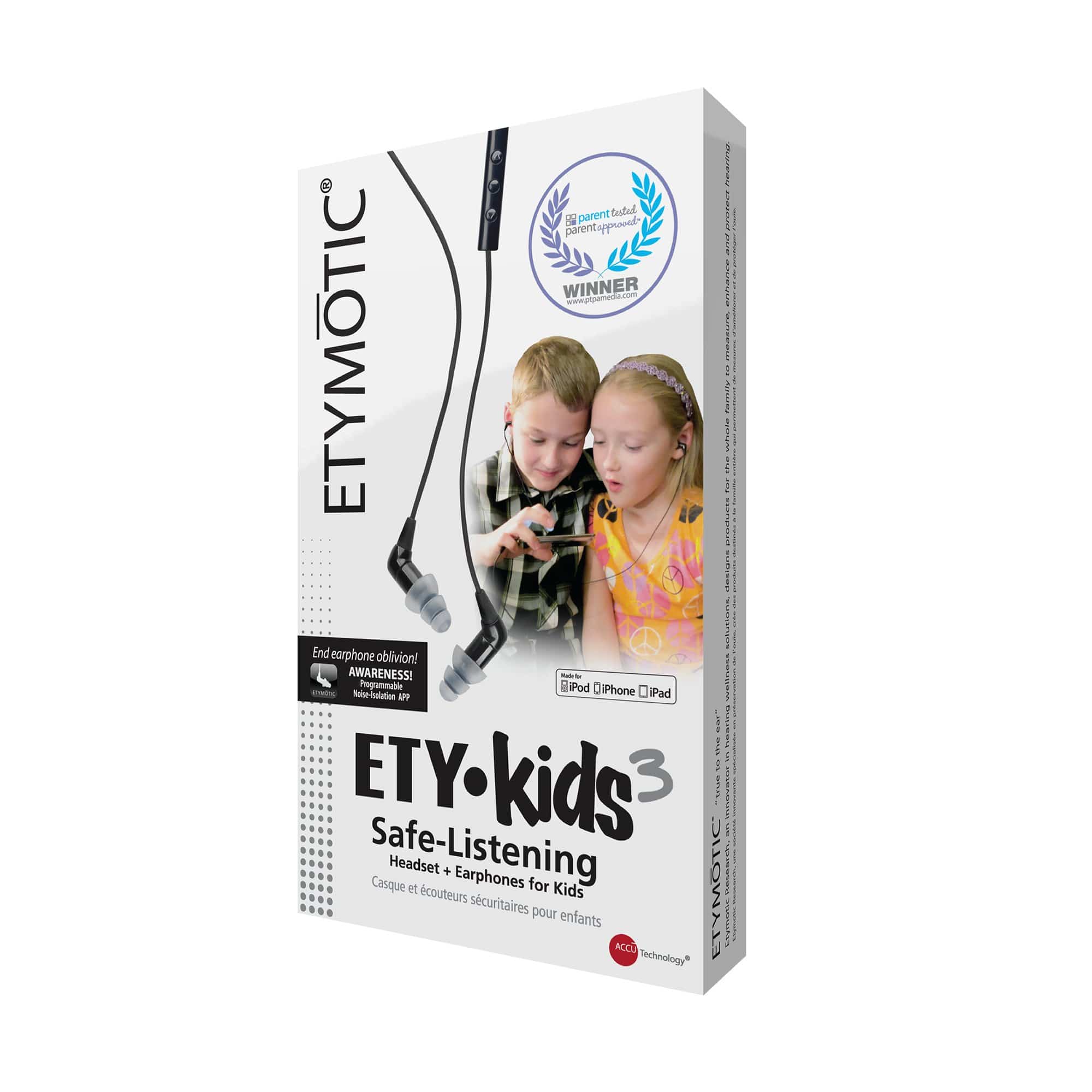 Etymotic EK3 Kids Noise Isolating In-Ear Earphones with Headset - Perfect for School, Travel & Learning at Home